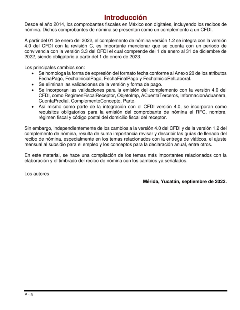Libro CFDI de nomina 4,0 con guías de llenado 2022-05
